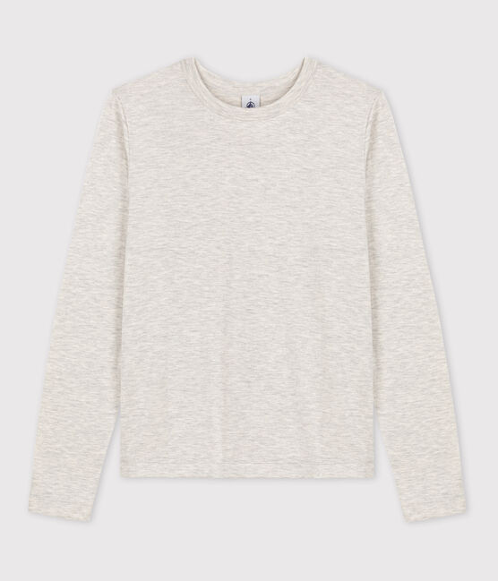 Camiseta de algodón L'ICONIQUE abrigada con cuello redondo para mujer gris BELUGA CHINE