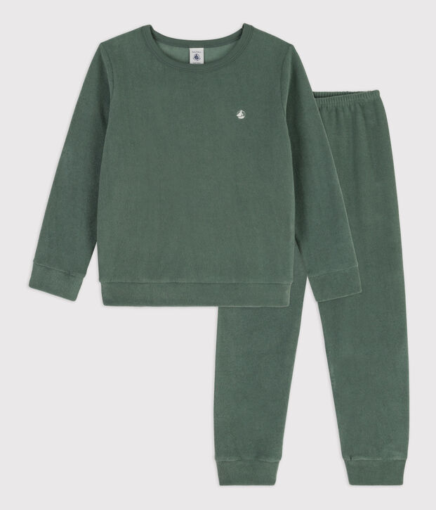 Pijama de rizo afelpado para ni&ntilde;o/ni&ntilde;a verde