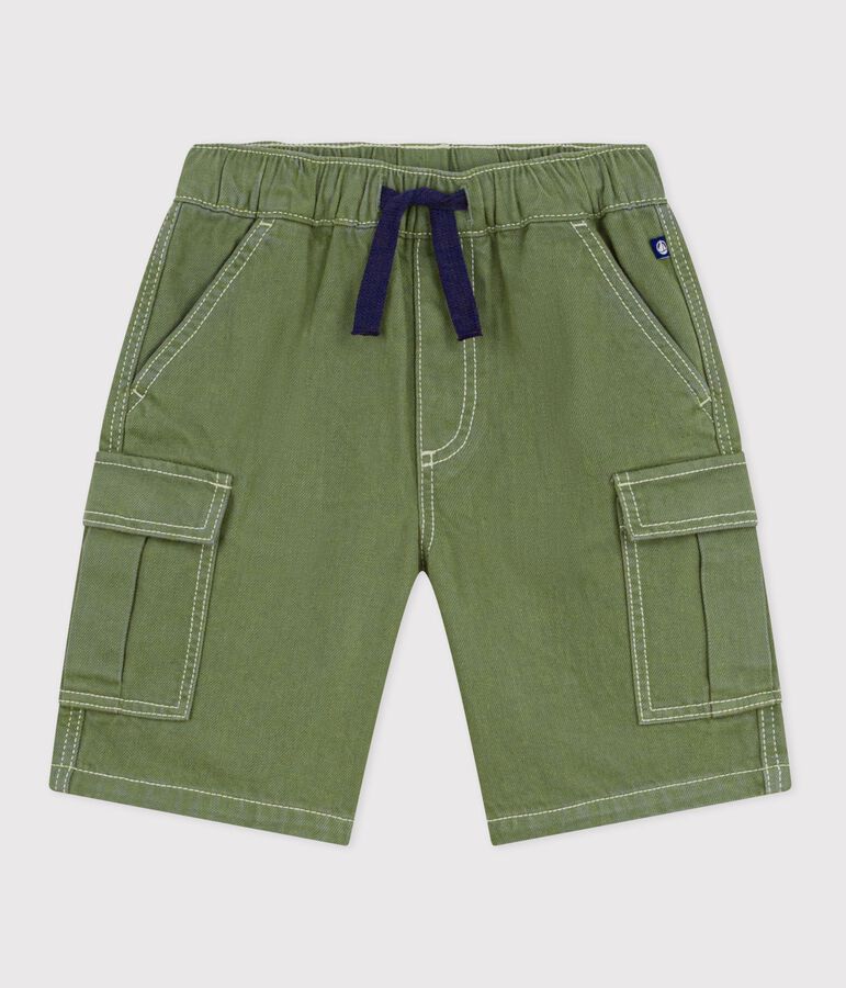 Bermudas cargo infantiles de algod&oacute;n verde OLIVINE