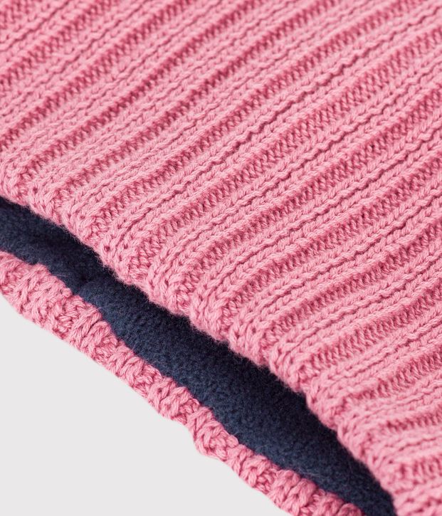 Braga de cuello lisa de punto tricotado con forro polar para beb&eacute; rosa