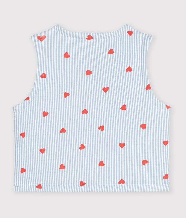 Chaleco reversible de algod&oacute;n con estampado de corazones para beb&eacute; blanco/multicolor