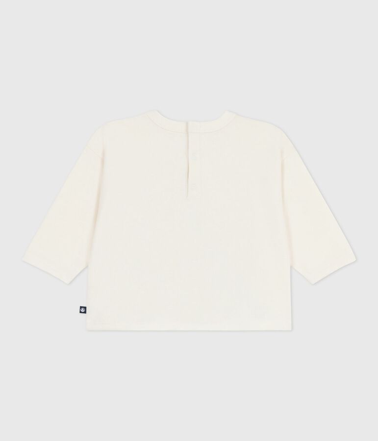 Camiseta de algod&oacute;n de manga larga para beb&eacute; crudo/azul