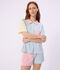 Pantal&oacute;n corto de pijama de algod&oacute;n a rayas con botones delanteros para mujer blanco/multicolor
