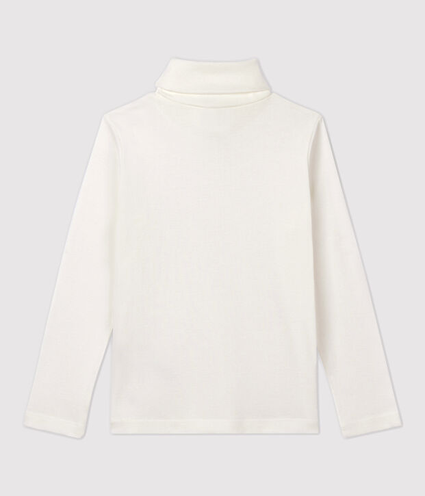 Prenda de cuello de cisne de algod&oacute;n de ni&ntilde;a/ni&ntilde;o blanco