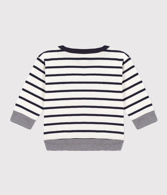 Camiseta de manga larga de algodón a rayas de bebé blanco MARSHMALLOW/azul SMOKING