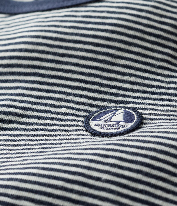 Camiseta de tejido t&uacute;bico para beb&eacute; ni&ntilde;o azul/blanco