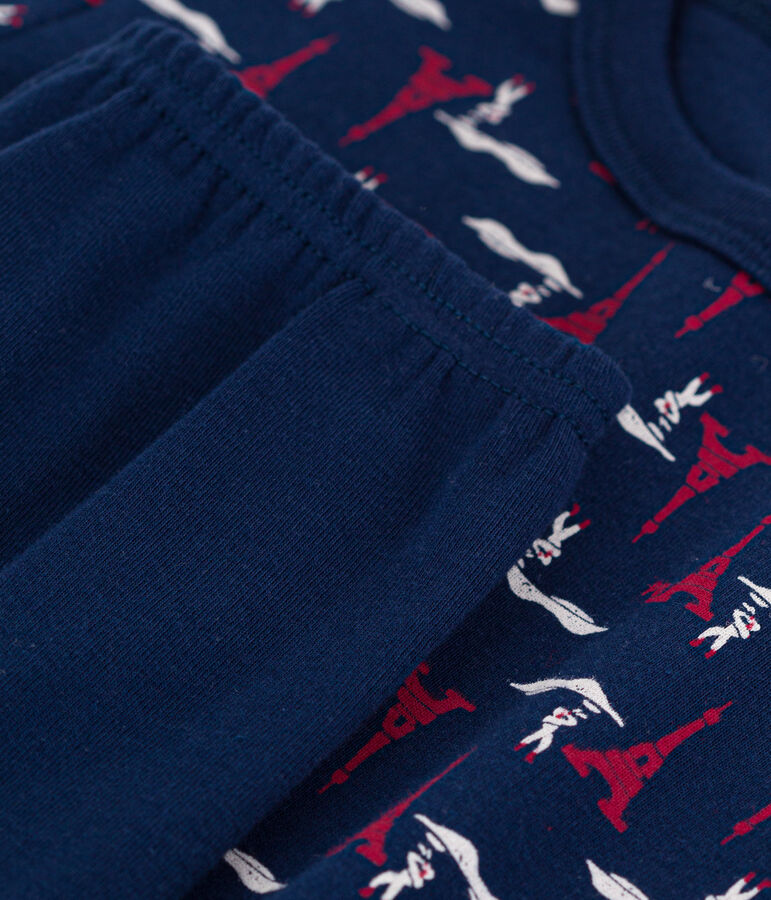 Pijama corto ajustado de algod&oacute;n de ni&ntilde;o/ni&ntilde;a azul/multicolor