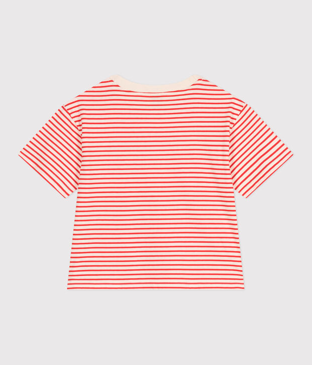 Camiseta Boxy de algod&oacute;n a rayas para mujer rojo/rojo