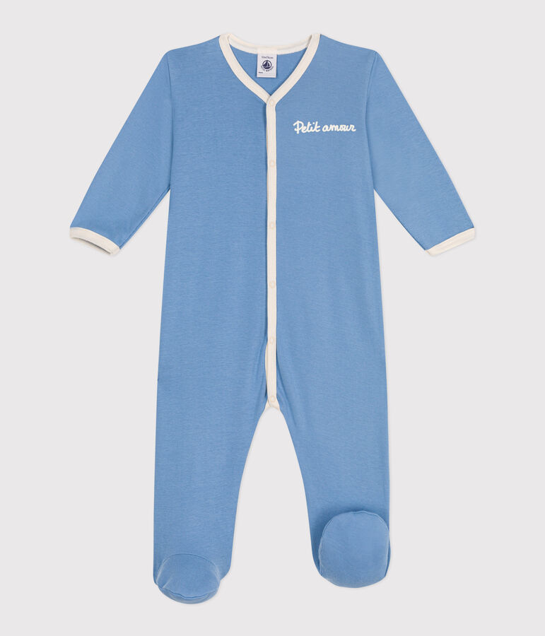 Pijama de algod&oacute;n liso para beb&eacute; azul