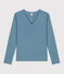 Camiseta L'ICONIQUE de punto «cocotte» de algodón orgánico de mujer azul ROVER