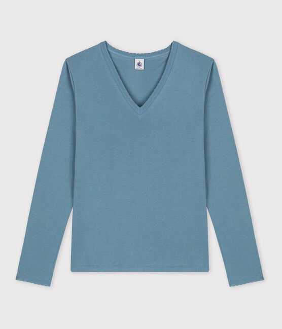 Camiseta L'ICONIQUE de punto «cocotte» de algodón orgánico de mujer azul ROVER
