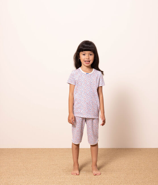 pasar por alto básico puente Pijama corto de algodón con flores para niña MARSHMALLOW/MULTICO | Petit  Bateau