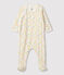 Pijama enterizo de flores de bebé de algodón ecológico blanco MARSHMALLOW/blanco MULTICO