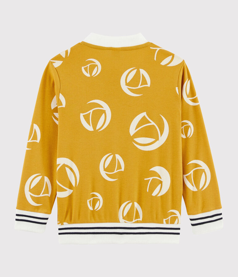 Sudadera de ni&ntilde;o con cremallera. amarillo/blanco