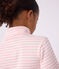 Camiseta infantil de cuello alto de algod&oacute;n a rayas rosa/rosa