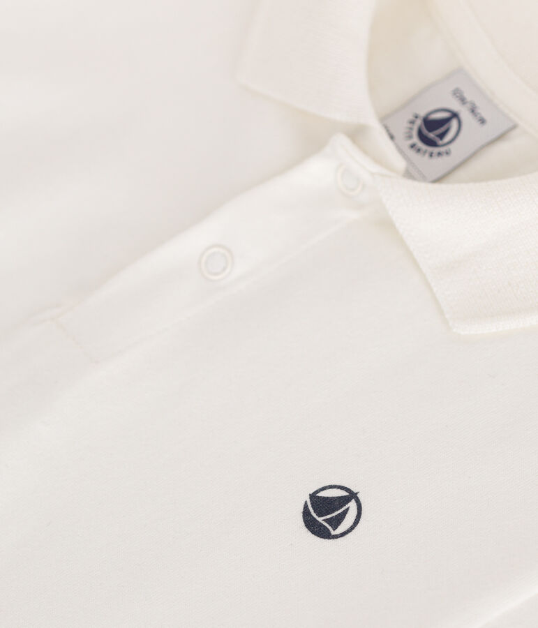 Polo de manga corta de algod&oacute;n para beb&eacute; blanco