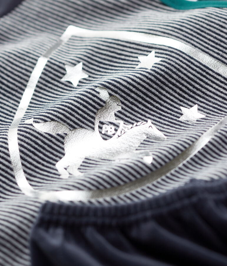 Pijama de caballero de ni&ntilde;o de terciopelo azul/multicolor