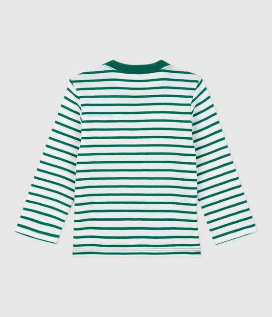 Camiseta a rayas de algodón de bebé blanco MARSHMALLOW/ PIVERT