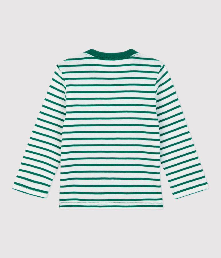 Camiseta a rayas de algod&oacute;n de beb&eacute; blanco/verde