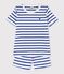 Pijama corto a rayas de niño de algodón blanco MARSHMALLOW/azul SURF