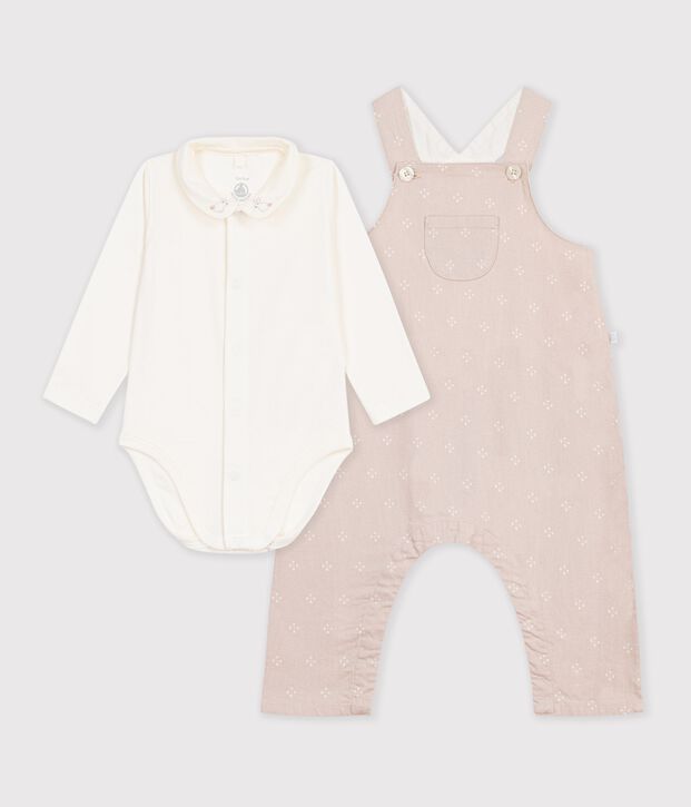 Conjunto de peto y body de algod&oacute;n con cuello liso para beb&eacute; multicolor