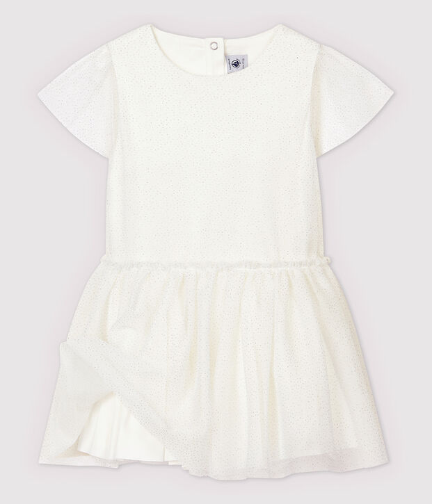 Vestido de celebraci&oacute;n de tul de ni&ntilde;a blanco/gris