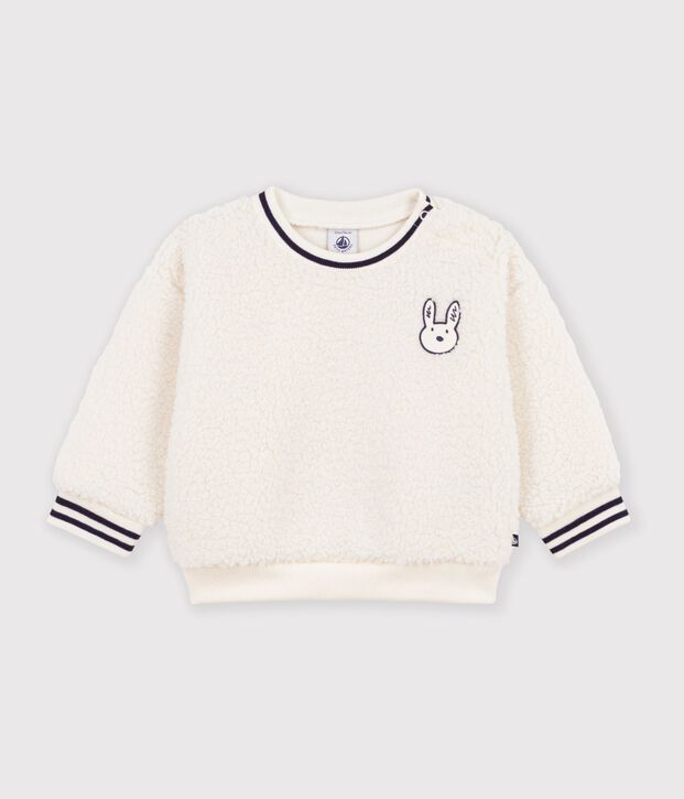 Sudadera lisa de borreguito para beb&eacute; MILK