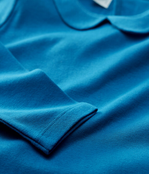 Camiseta de manga larga de algod&oacute;n de ni&ntilde;a azul