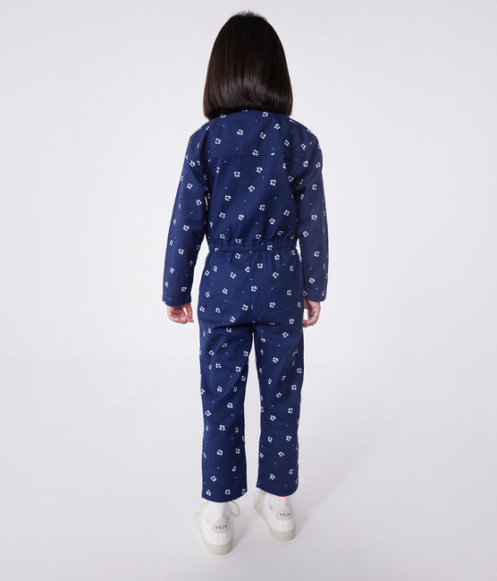 Mono infantil de algodón de manga larga con flores azul MEDIEVAL/blanco MARSHMALLOW