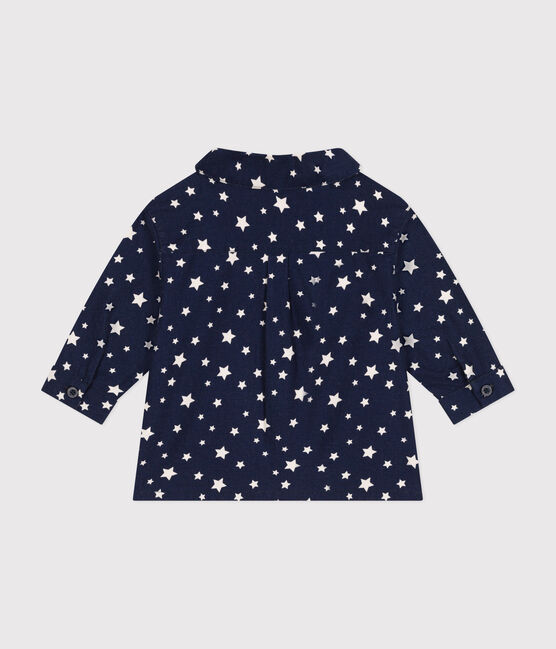 Camisa de franela para bebé azul MEDIEVAL/blanco MARSHMALLOW