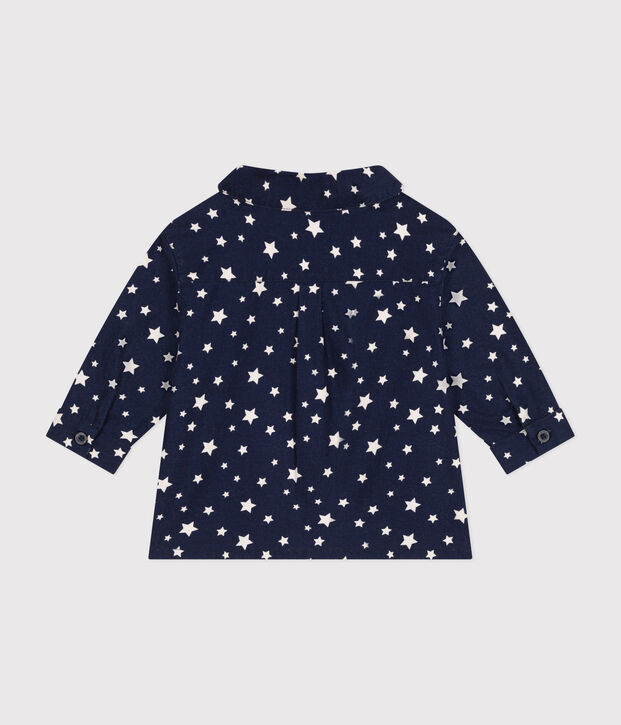 Camisa de franela para beb&eacute; azul/blanco