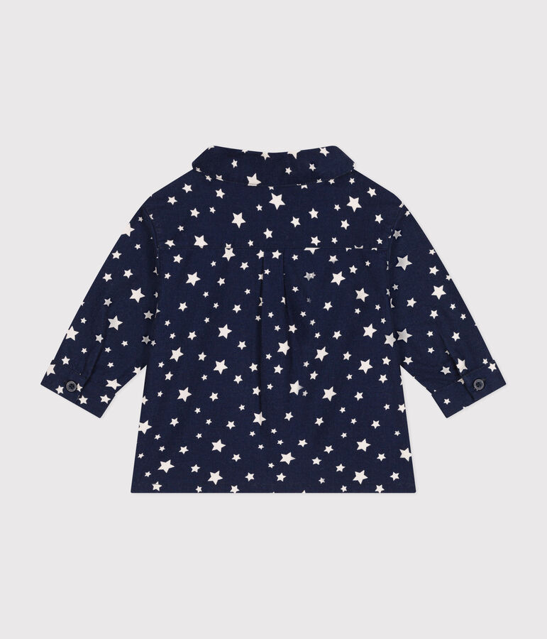 Camisa de franela para beb&eacute; azul/blanco