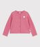 C&aacute;rdigan infantil liso de algod&oacute;n rosa