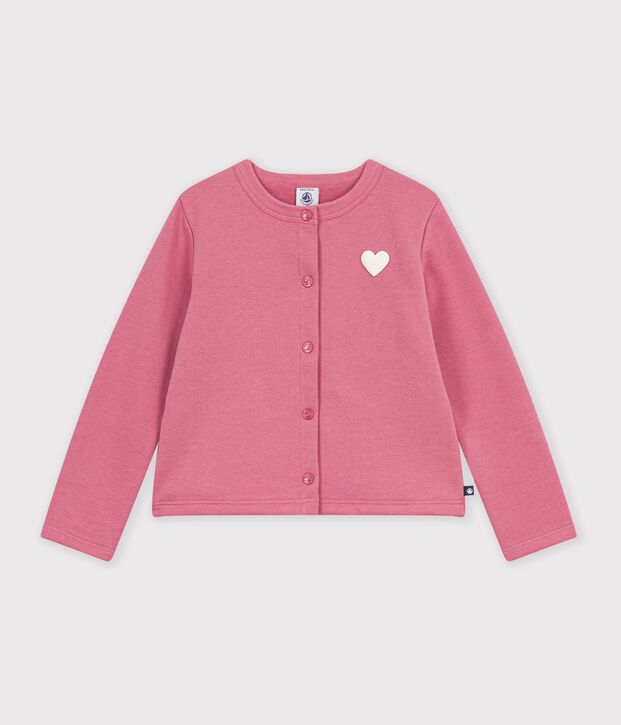 C&aacute;rdigan infantil liso de algod&oacute;n rosa