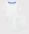 Pijama corto con estrellas azules de algodón orgánico de niño blanco MARSHMALLOW/azul BRASIER