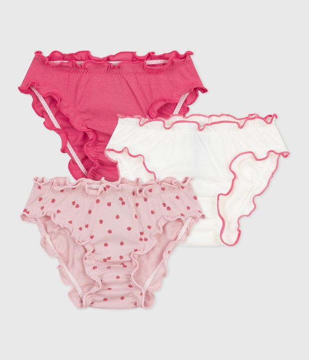 Juego de braguitas infantiles de algod&oacute;n con volantes y estampado de manzanas multicolor