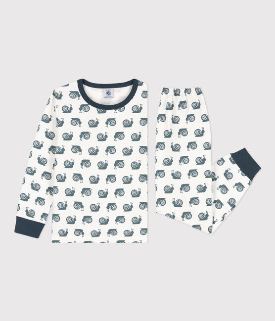 Pijama de felpa con motivo de caracol para niño/niña blanco MARSHMALLOW/ DUCKY