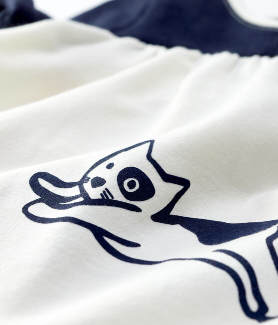 Vestido de muletón de bebé. blanco MARSHMALLOW/azul SMOKING
