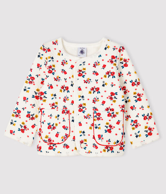Cárdigan de tejido túbico para bebé niña blanco MARSHMALLOW/blanco MULTICO
