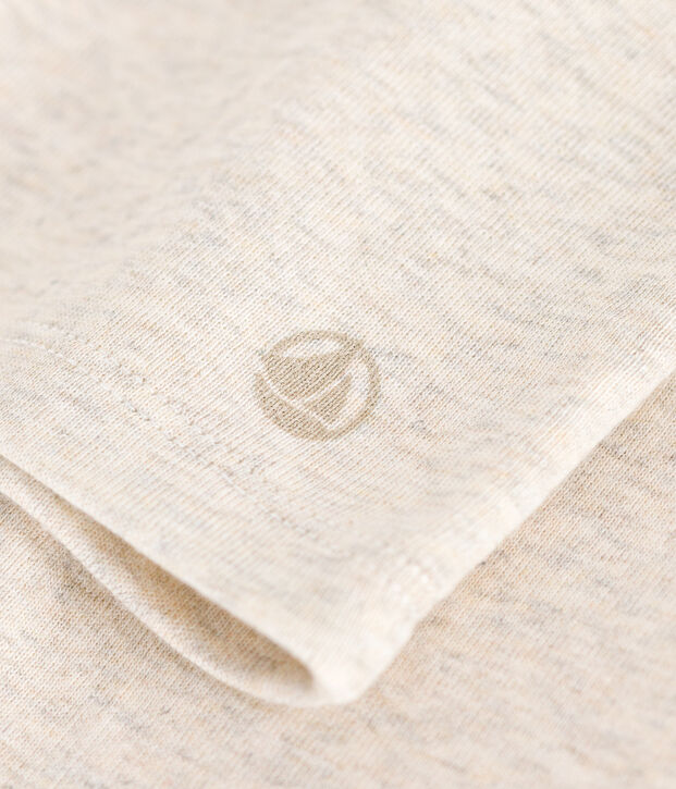 Camiseta de manga larga de punto para ni&ntilde;a beige