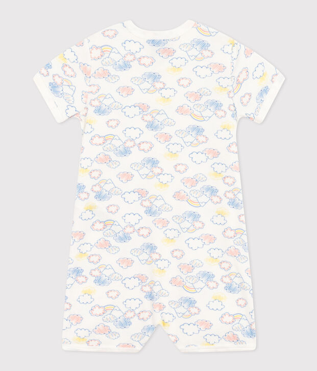 Mono de algod&oacute;n con estampado de arco&iacute;ris para beb&eacute; blanco/multicolor