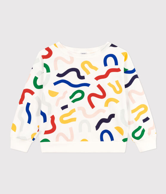Sudadera estampada de muletón ligero de niño blanco MARSHMALLOW/blanco MULTICO