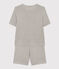 Pijama corto de algodón para mujer gris CHATON CHINE