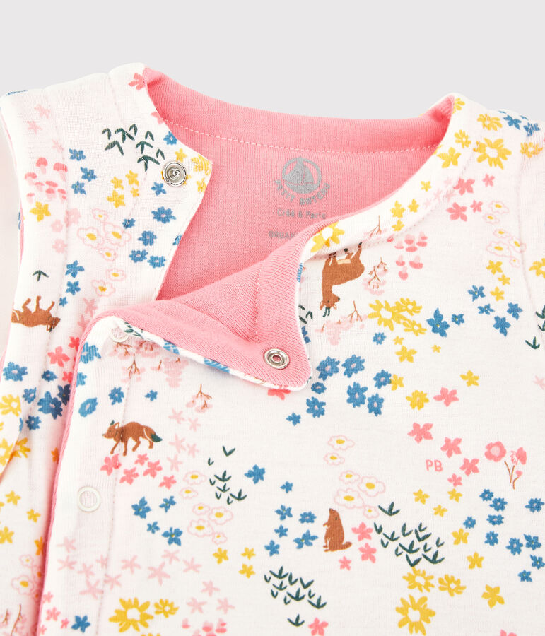 Chaleco reversible de beb&eacute; ni&ntilde;a de algod&oacute;n org&aacute;nico acolchado blanco/multicolor