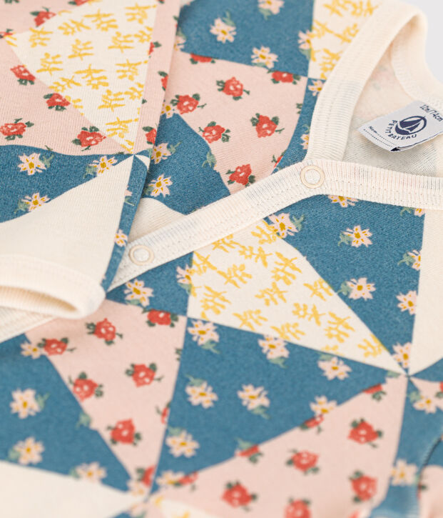 Pijama sin pies de algod&oacute;n patchwork para beb&eacute; crudo/multicolor