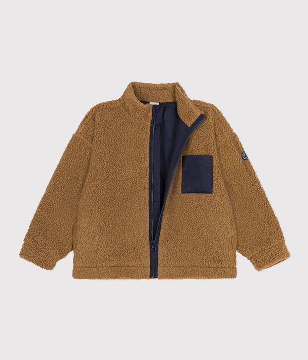 Chaqueta de borreguito reciclado de ni&ntilde;a/ni&ntilde;o marron