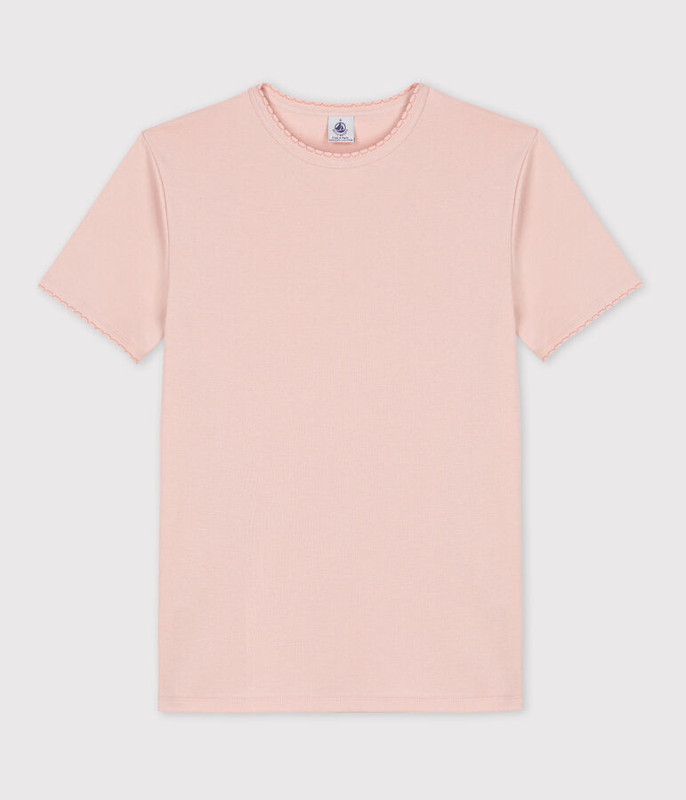Camiseta L'ICONIQUE de punto cocotte de algod&oacute;n para mujer rosa SALINE