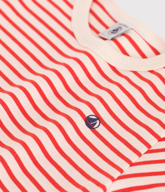 Camiseta infantil de manga corta de algodón con rayas rojo AVALANCHE/ SPICY