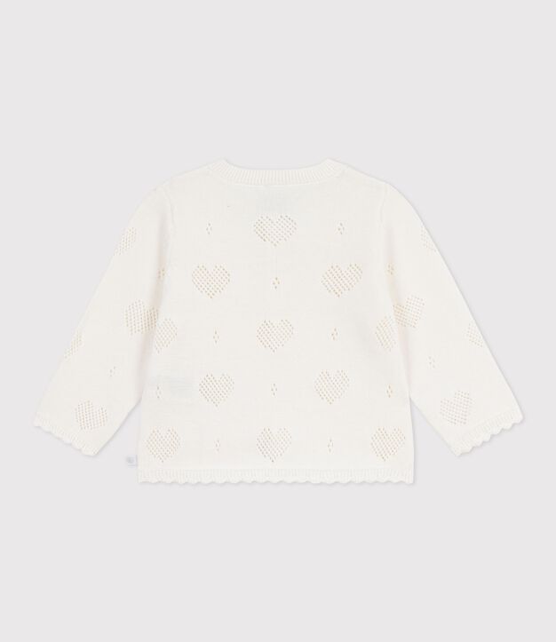 C&aacute;rdigan de algod&oacute;n con estampado de corazones para beb&eacute; blanco