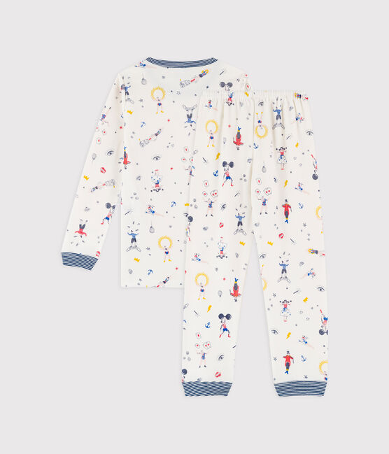 Pijama con estampado de fiesta para niño pequeño de terciopelo blanco MARSHMALLOW/blanco MULTICO